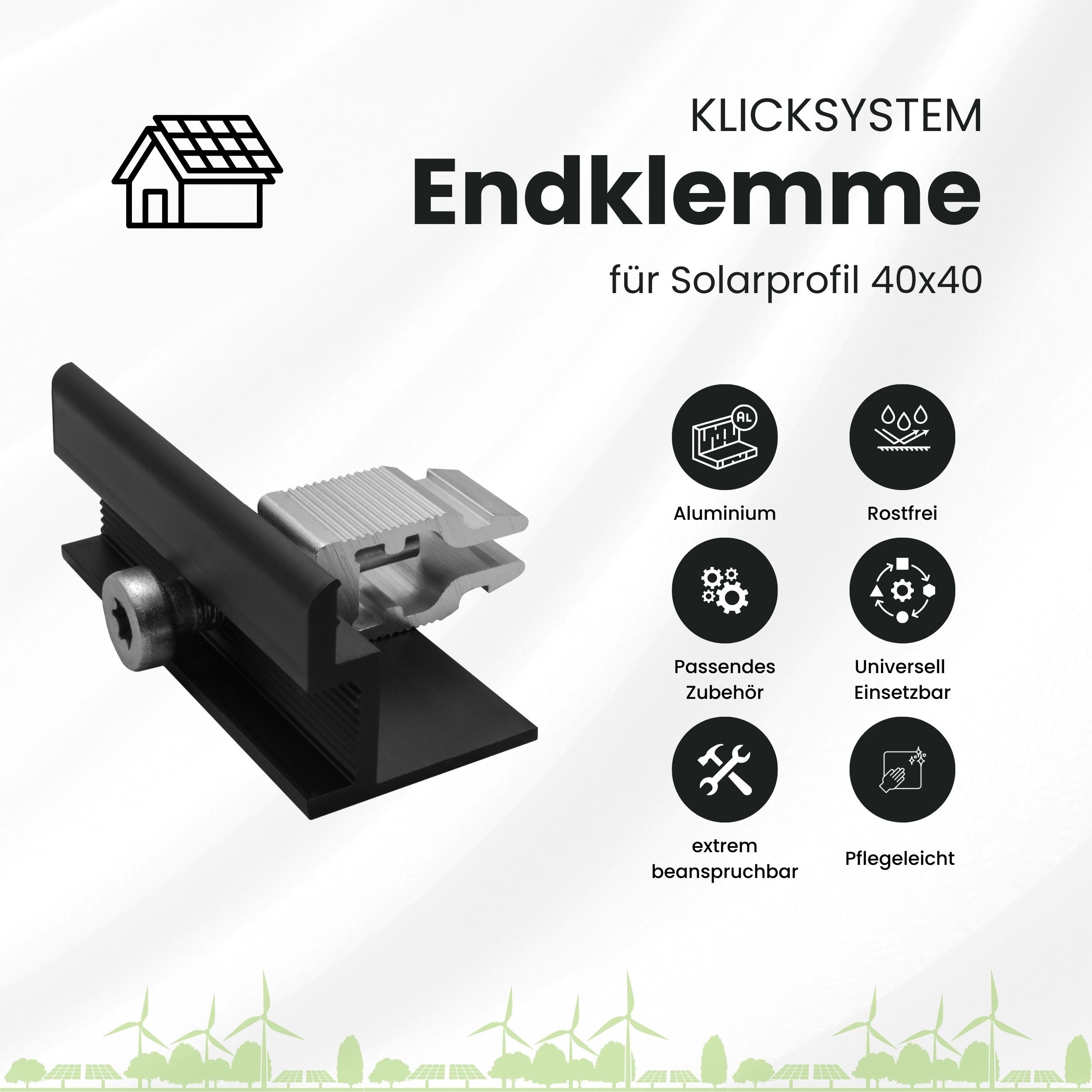 Solarprofile - 1x Endklemme schwarz - ohne MwSt. - TKSK-30 - PV-Profile - für Kreuzklemme - Zubehör