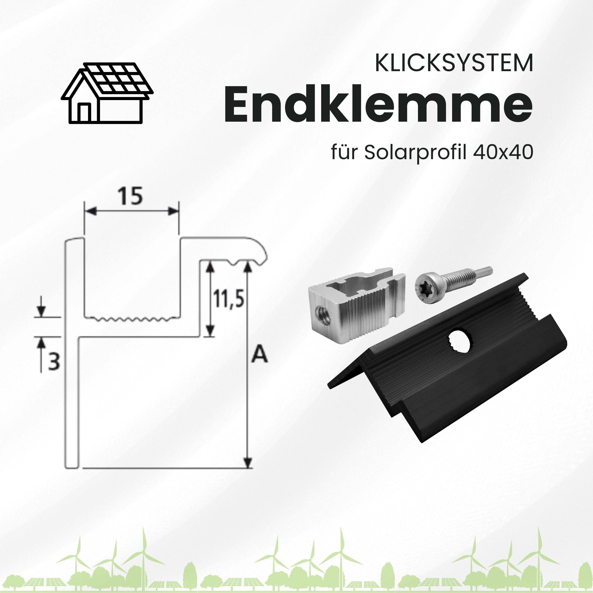 Solarprofile - 1x Endklemme schwarz - inkl. MwSt. - TKS-30 - PV-Profile - Zubehör - Befestigungssystem Solarprofile - 1x Endklemme schwarz - ohne MwSt. - TKSK-30 - PV-Profile - für Kreuzklemme - Zubehör