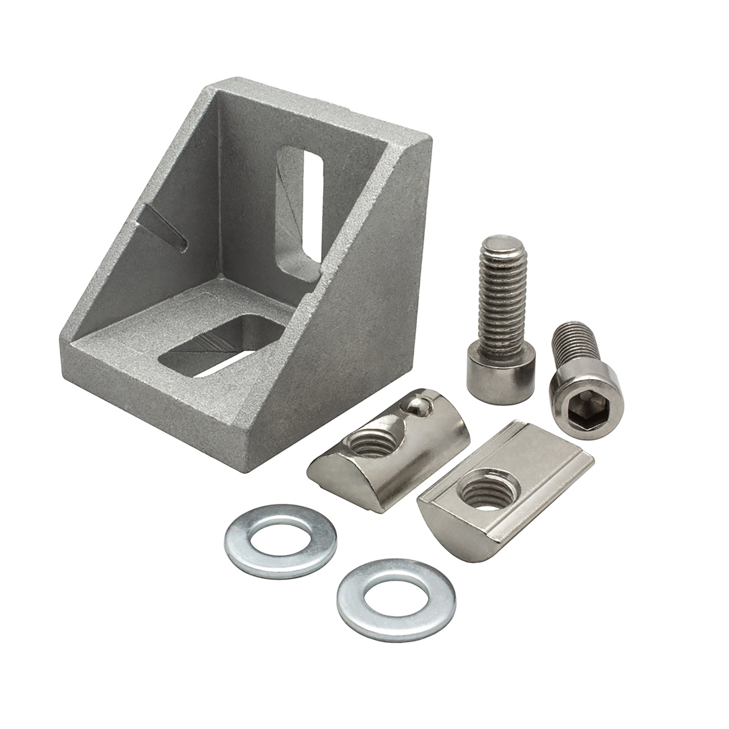 Befestigungswinkel ink. Schrauben und Nutensteine Nut 10 für Aluprofil 45-er 1 Stück Befestigungswinkel ink. Schrauben und Nutensteine Nut 10 für Aluprofil 45-er 1 Stück