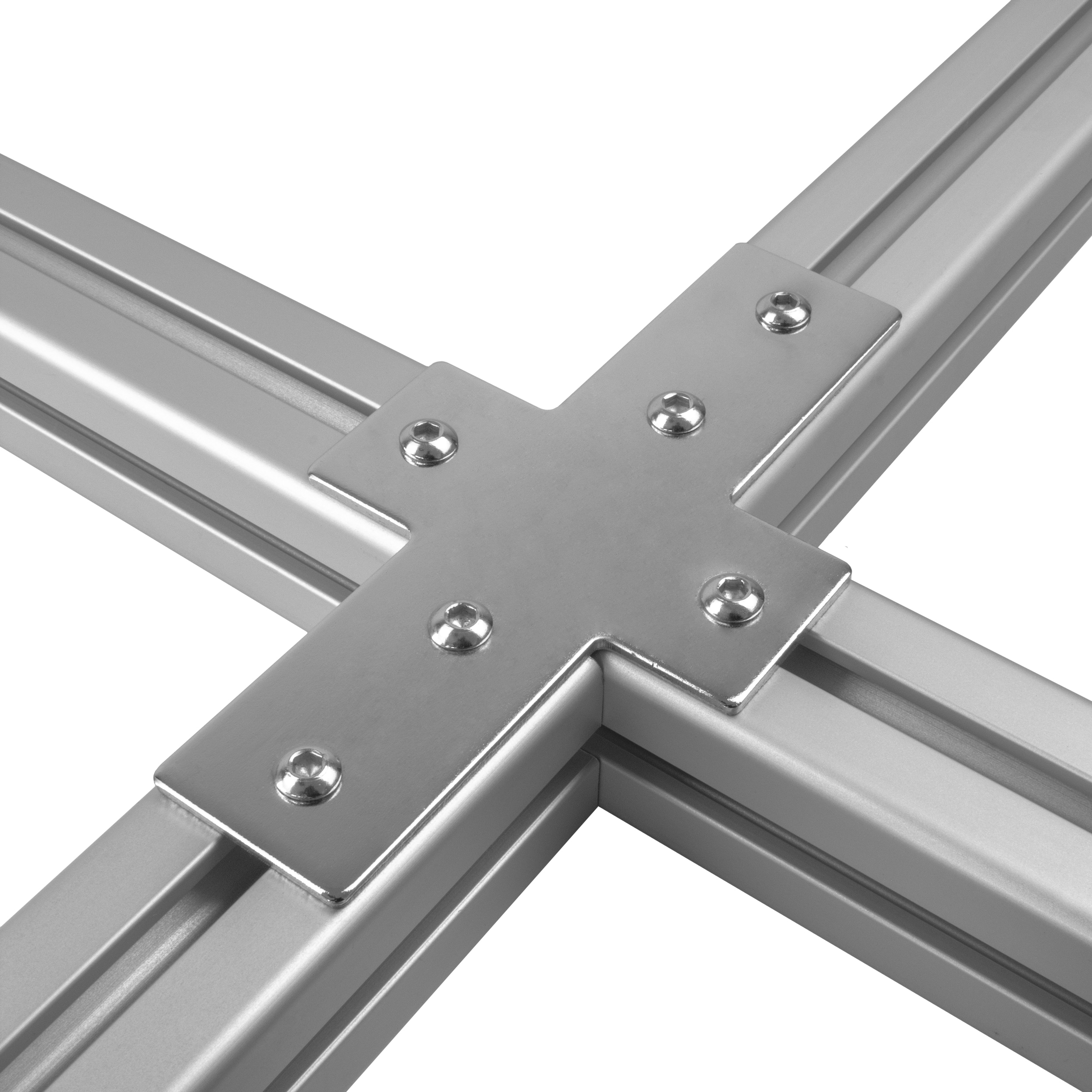 Verbinderplatte - X - 157x85mm Aussen Kreuz Flachverbinder 40x40 Aluprofil - 4 Stück inkl. Verschraubung