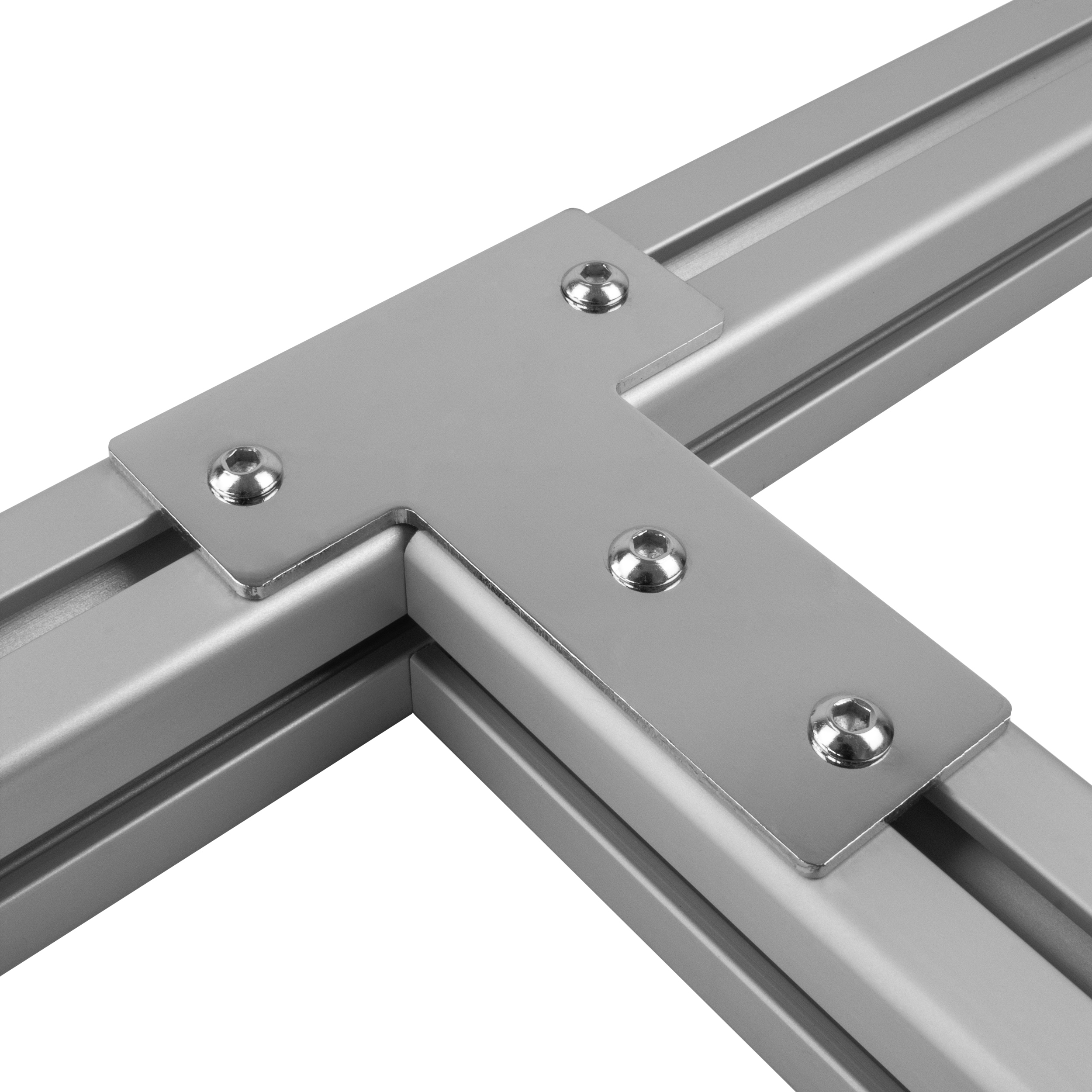 Verbinderplatte - T - 100x120mm Aussen Flachverbinder 40x40 Aluprofil - 4 Stück inkl. Verschraubung