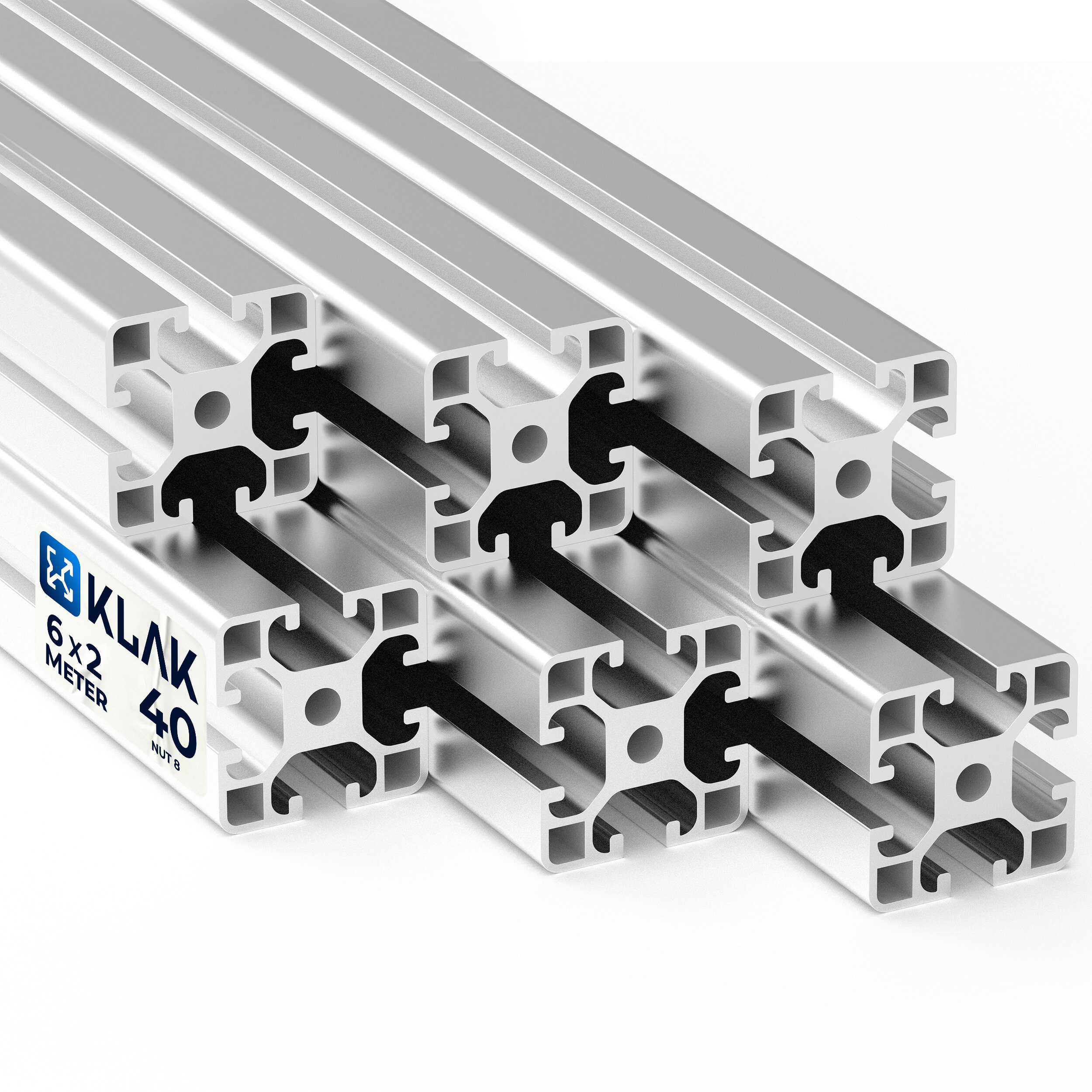 Alu Profil 6 Stück 40x40mm 2m System-, Montage-, Konstruktionsprofil Nut 8 Alu Profil 6 Stück 40x40mm 2m System-, Montage-, Konstruktionsprofil Nut 8