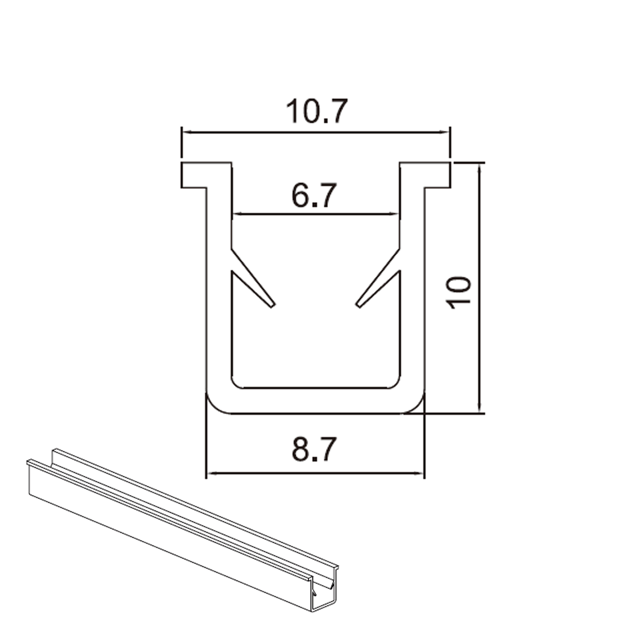 Einfassprofil mit Gummilippe für Nut 8 - Typ-I - Typ-B - schwarz - 2m 1 Stück
