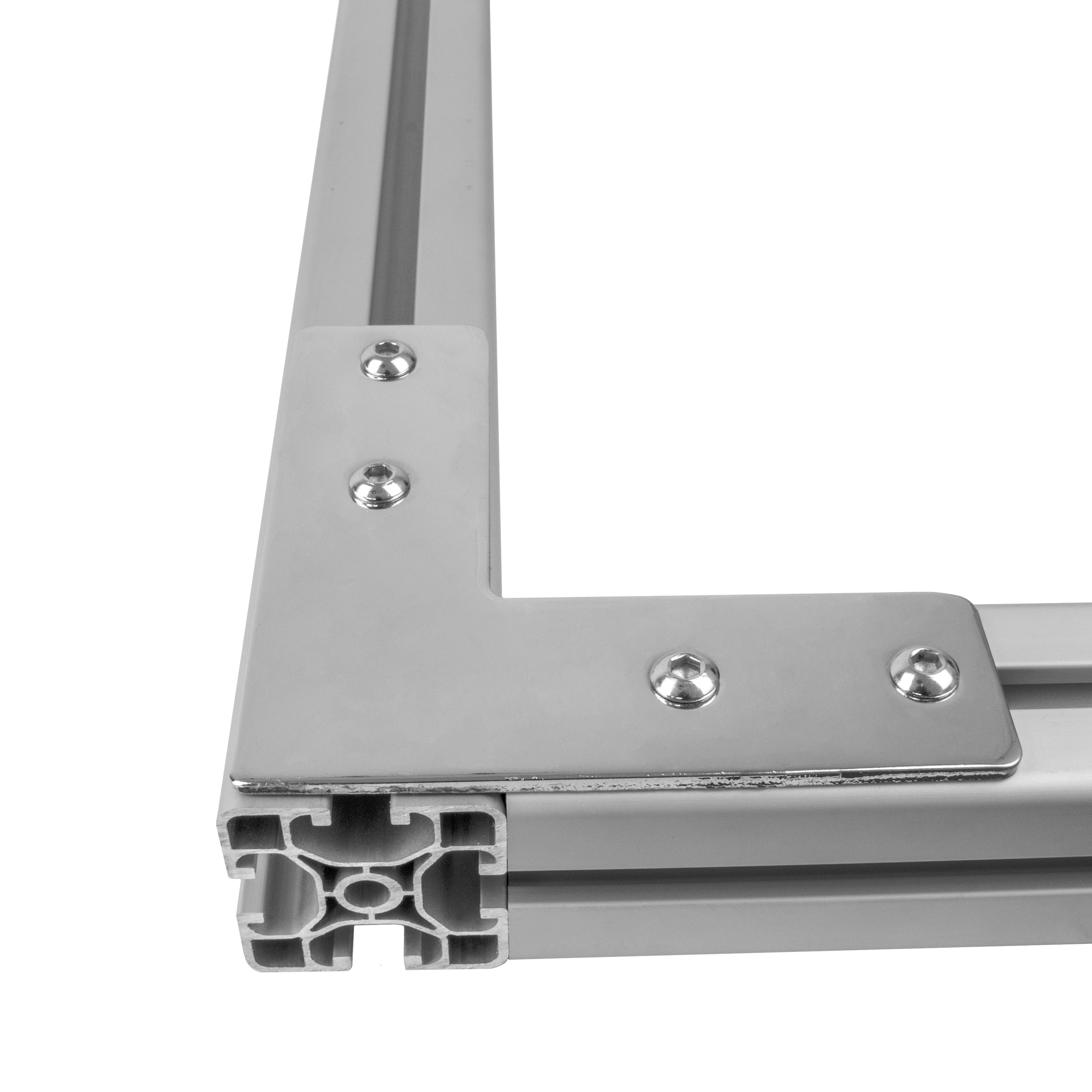 Verbinderplatte - L - 110x110mm Aussen L-Schnekel Flachverbinder 40x40 Aluprofil - 4 Stück inkl. Verschraubung
