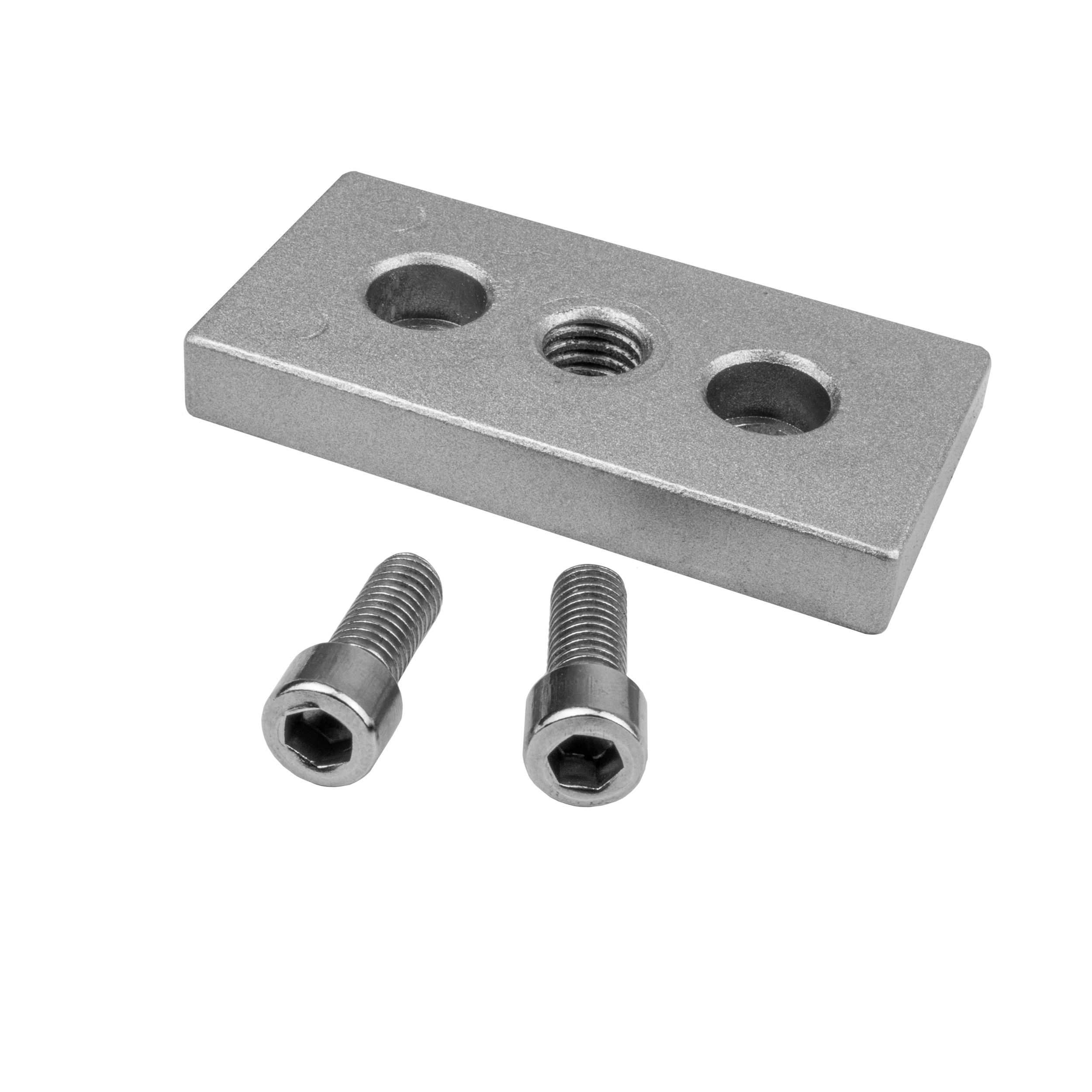 Adapter- & Fußplatte Aluprofil 4080, silbergrau – M12 ohne Stellfuß