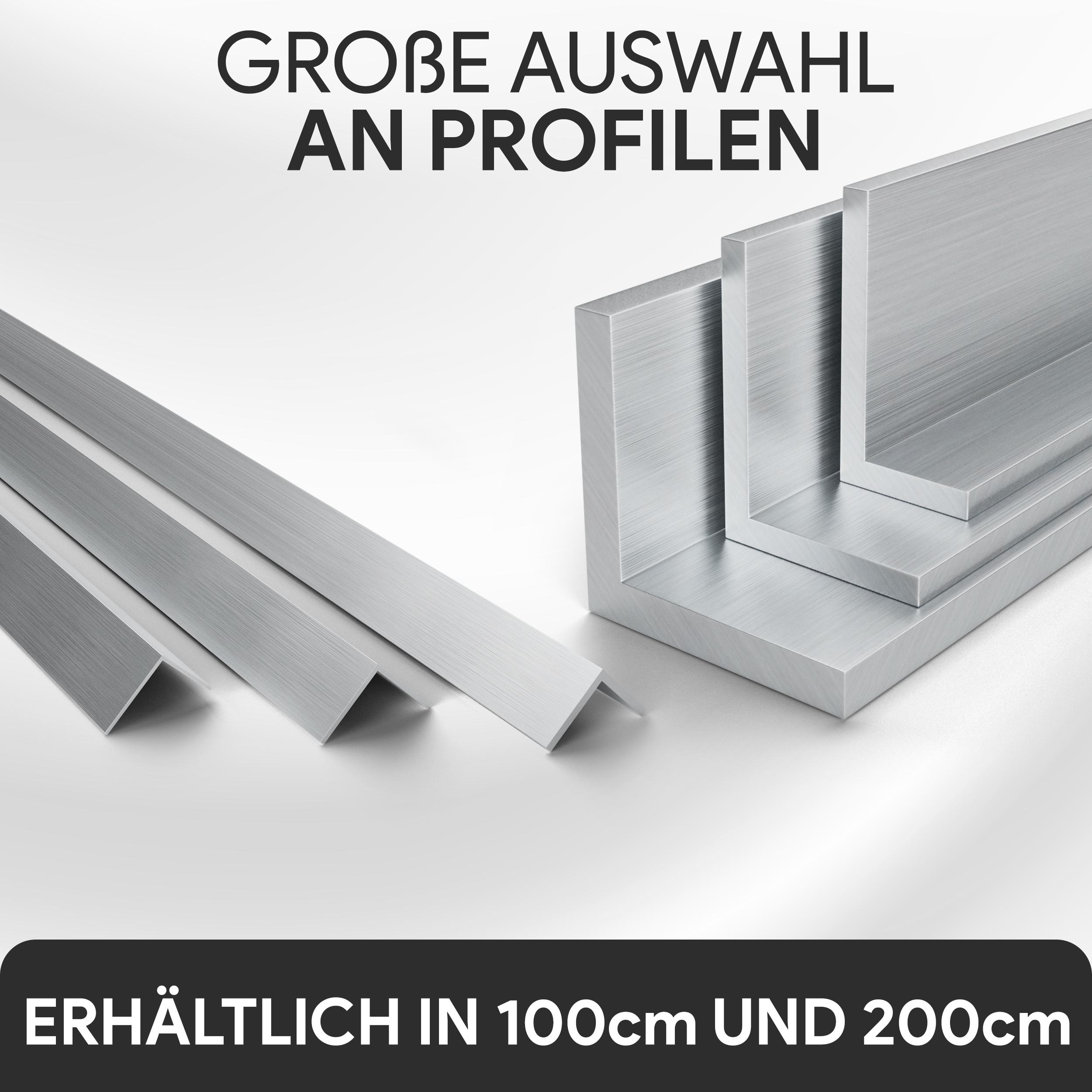 Winkelprofil aus Aluminium - gleichschenklig und ungleichschenklig - EN AW-6060 Winkelprofil aus Aluminium - 50 x 50 x 5 mm - 2 Meter - gleichschenklig - EN AW-6060