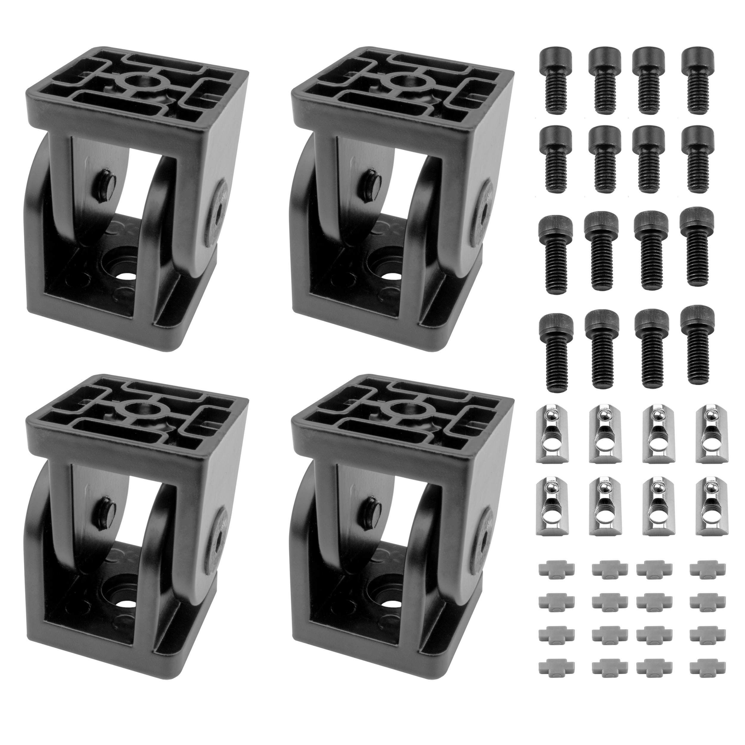 Gelenkverbinder Gelenk Winkelverbinder Nut 8 für Aluprofil 40-er schwarz - 4 Stück Gelenkverbinder Gelenk Winkelverbinder Nut 8 Aluprofil 40-er schwarz