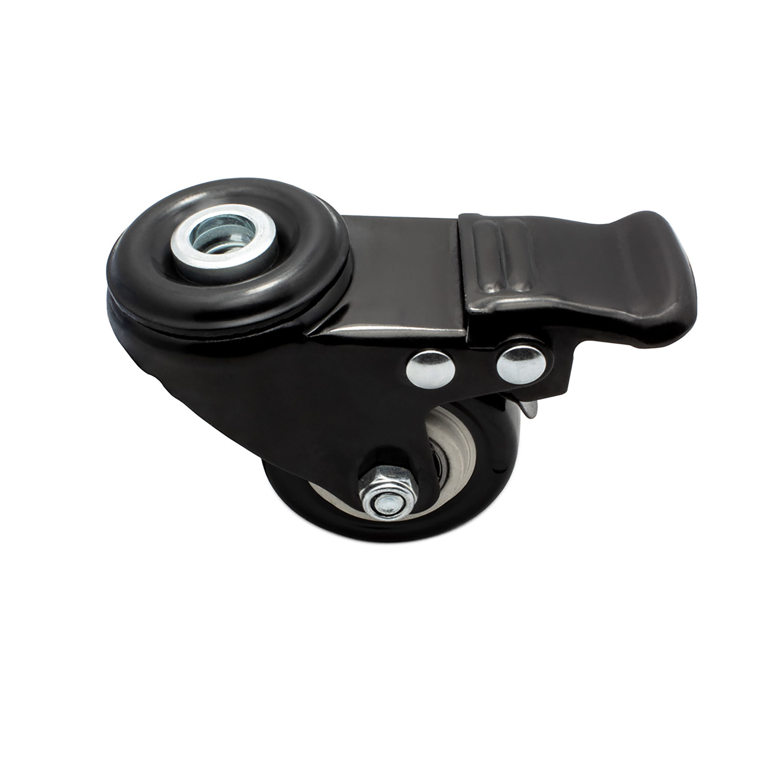 Lenkrolle Gummirolle mit Bremse Ø50mm Rückenloch Ø10,2mm für Aluprofil - 4 Stück Lenkrolle Gummirolle mit Bremse Ø50mm Rückenloch Ø10,2mm für Aluprofil - 4 Stück