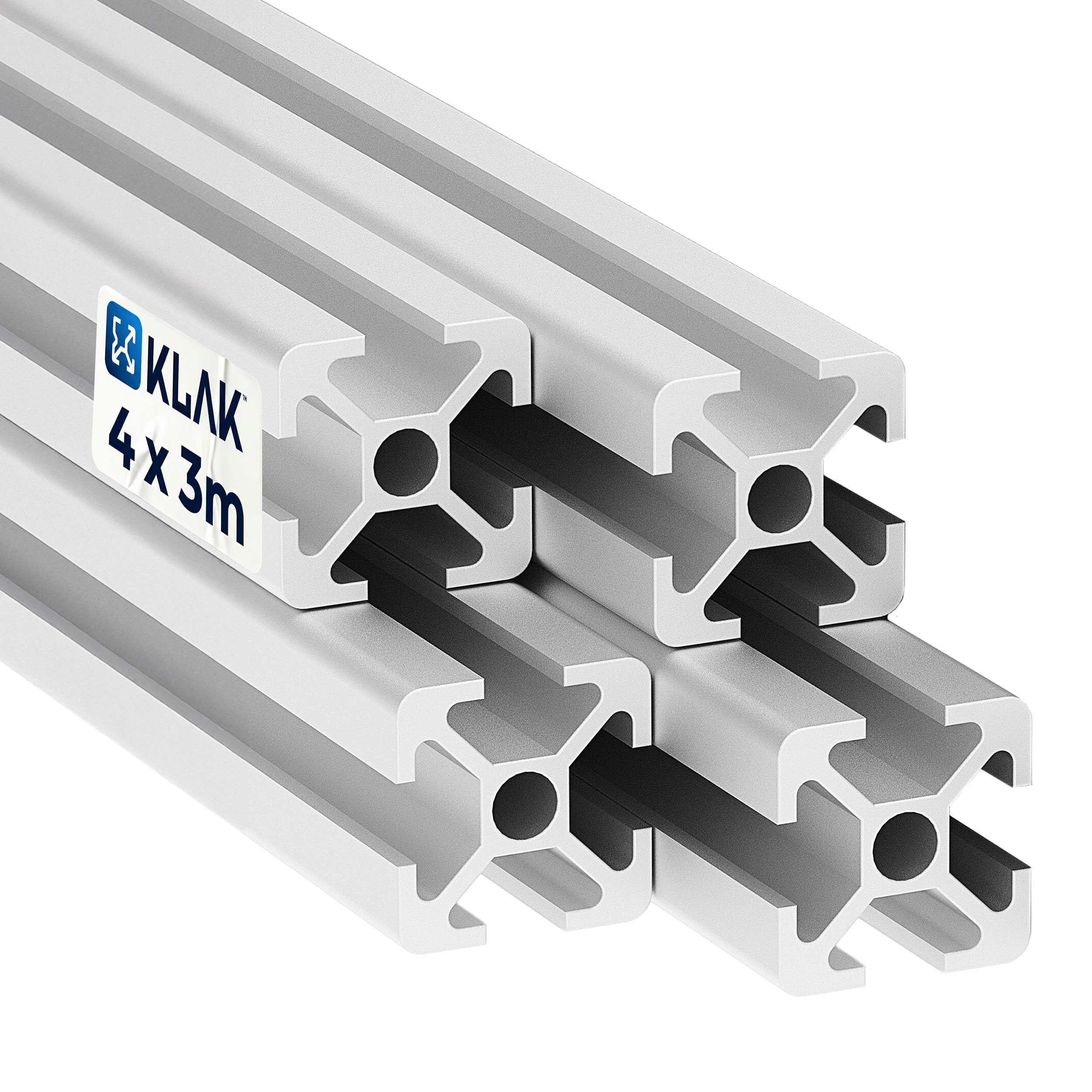 Alu Profil 4 Stück 20x20mm 3m System-, Montage-, Konstruktionsprofil Nut 6