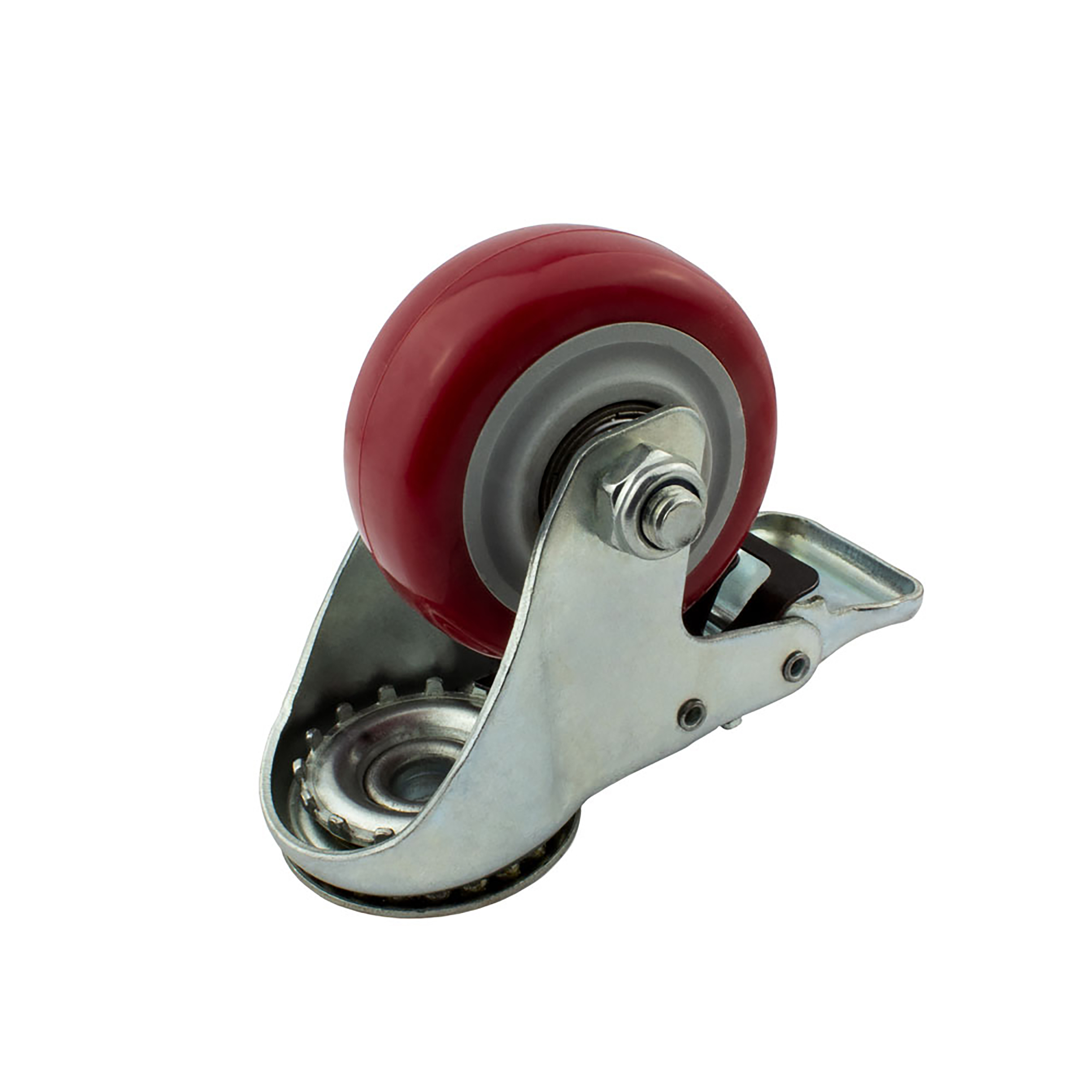 Lenkrolle Gummirolle mit Bremse Ø75mm Rückenloch Ø10,2mm für Aluprofil - 4 Stück