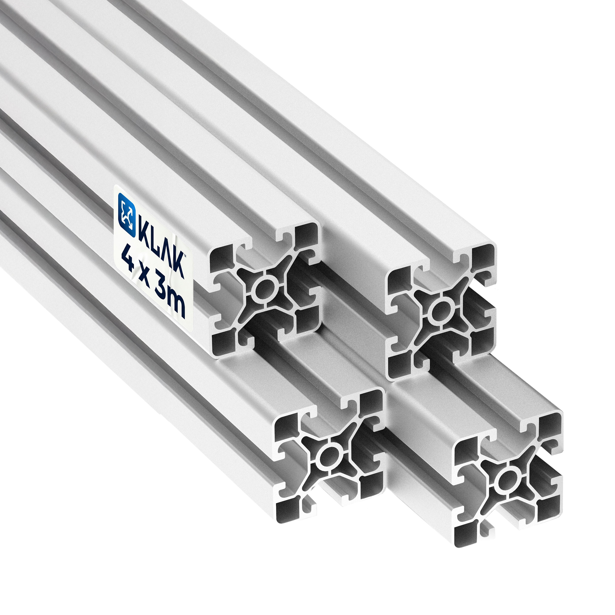 Alu Profil 4 Stück 40x40mm light 3m System-, Montage-, Konstruktionsprofil Nut 8 KLAK 40 - Aluprofil 4 Stück 40x40mm light 3m System-, Montage-, Konstruktionsprofil Nut 8