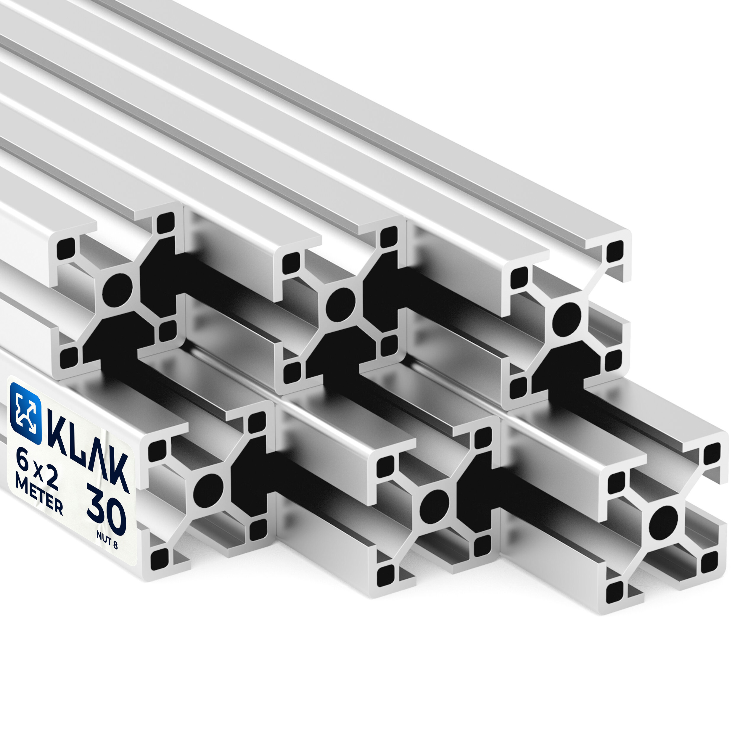 Alu Profil 6 Stück 30x30mm 2m System-, Montage-, Konstruktionsprofil Nut 8 Alu Profil 6 Stück 30x30mm 2m System-, Montage-, Konstruktionsprofil Nut 8