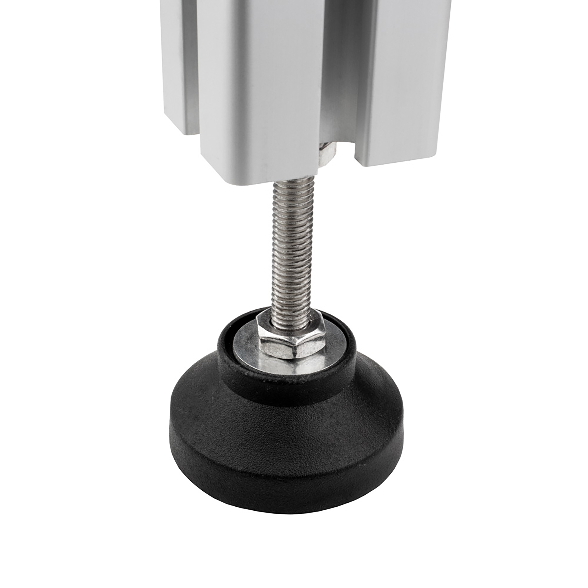 Stellfuss Kunststoff M8x50mm Teller 50mm für Aluprofil 30-er, 40-er Stellfuss Kunststoff M8x50mm Teller 50mm für Aluprofil 30-er, 40-er