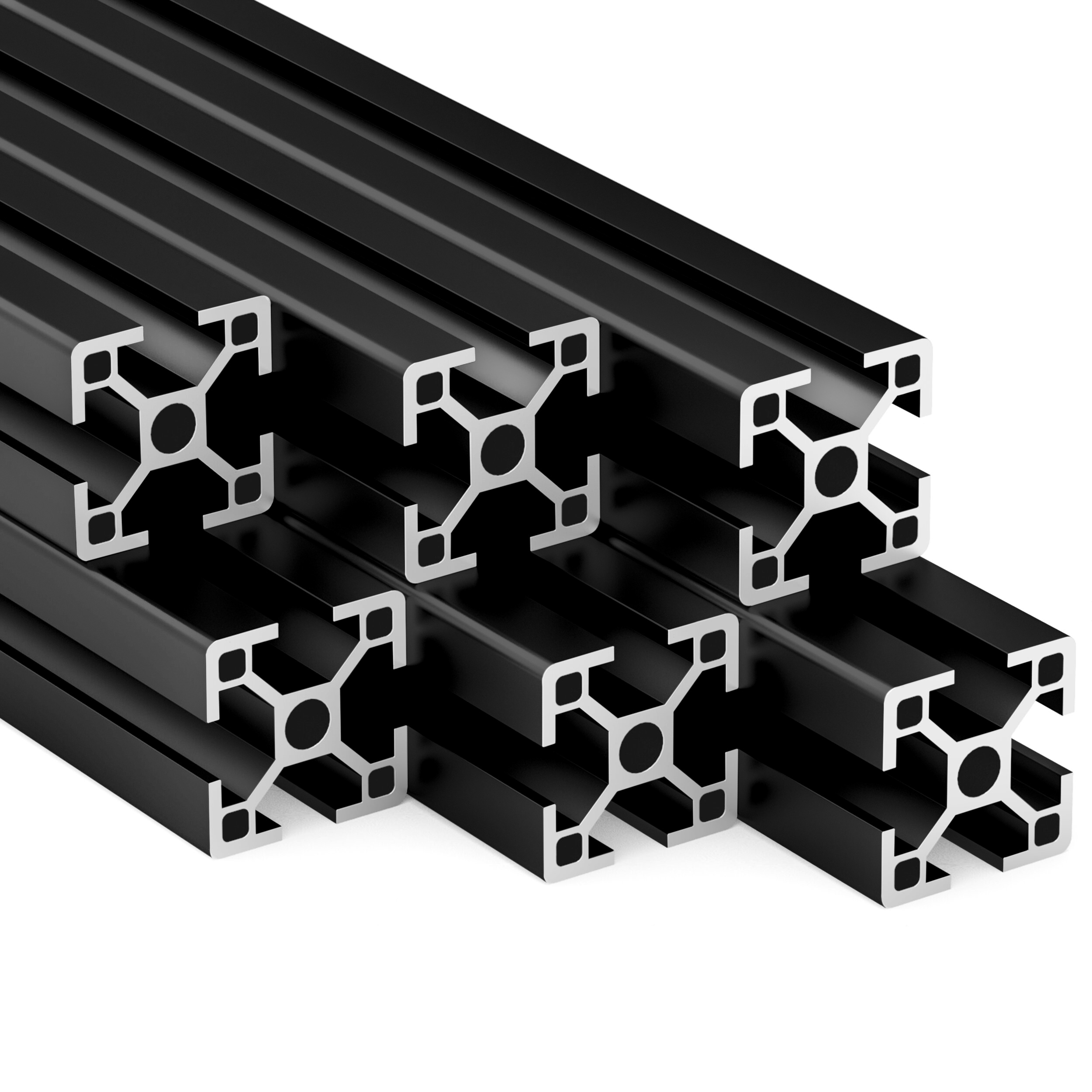 Alu Profil 6 Stück 30x30mm 2m System-, Montage-, Konstruktionsprofil Nut 8 schwarz
