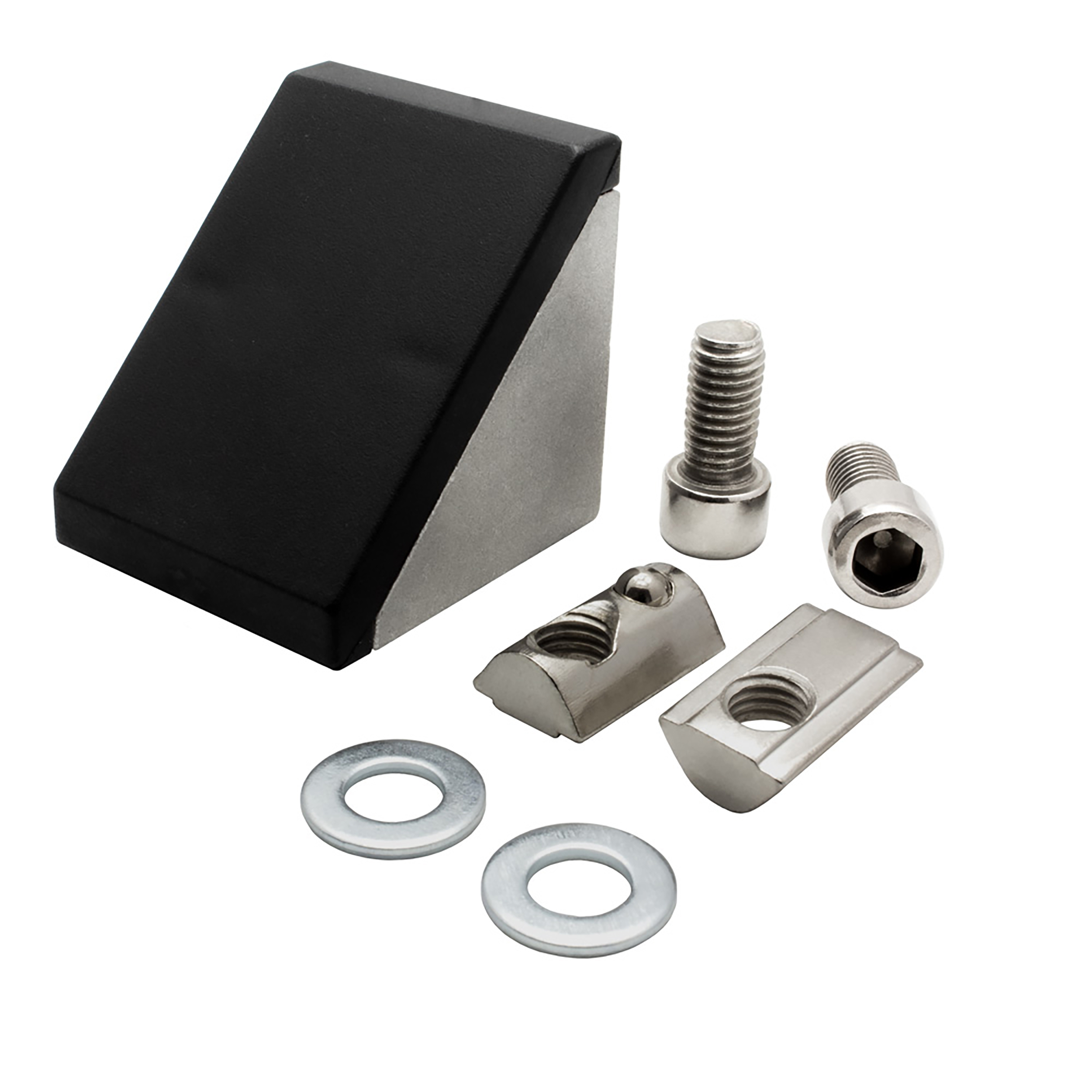 Befestigungswinkel ink. Schrauben und Nutensteine Nut 8 für Aluprofil 40-er 1 Stück + Abdeckkappe Befestigungswinkel ink. Schrauben und Nutensteine Nut 8 für Aluprofil 40-er 1 Stück + Abdeckkappe