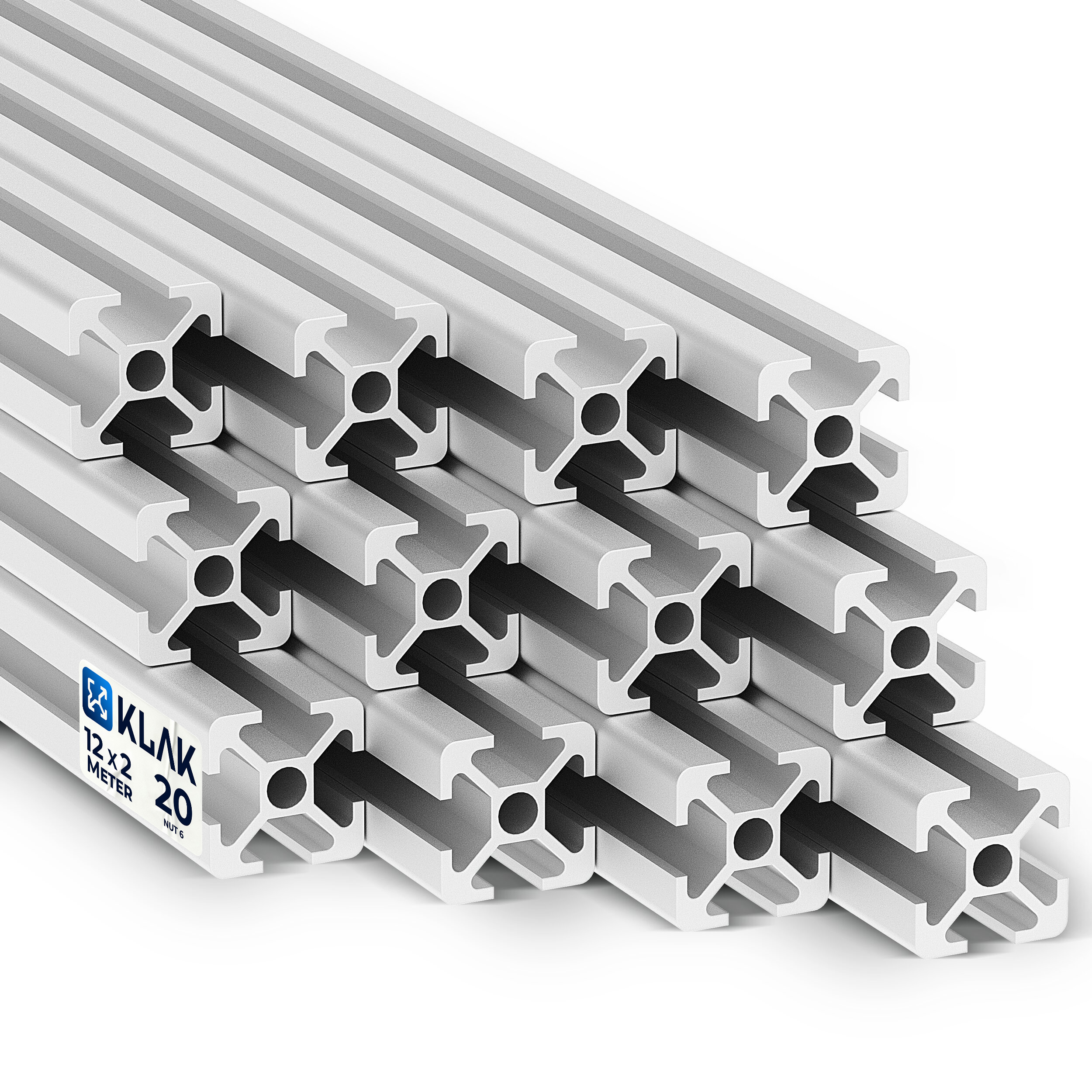 Alu Profil 12 Stück 20x20mm 2m System-, Montage-, Konstruktionsprofil Nut 6 Alu Profil 12 Stück 20x20mm 2m System-, Montage-, Konstruktionsprofil Nut 6