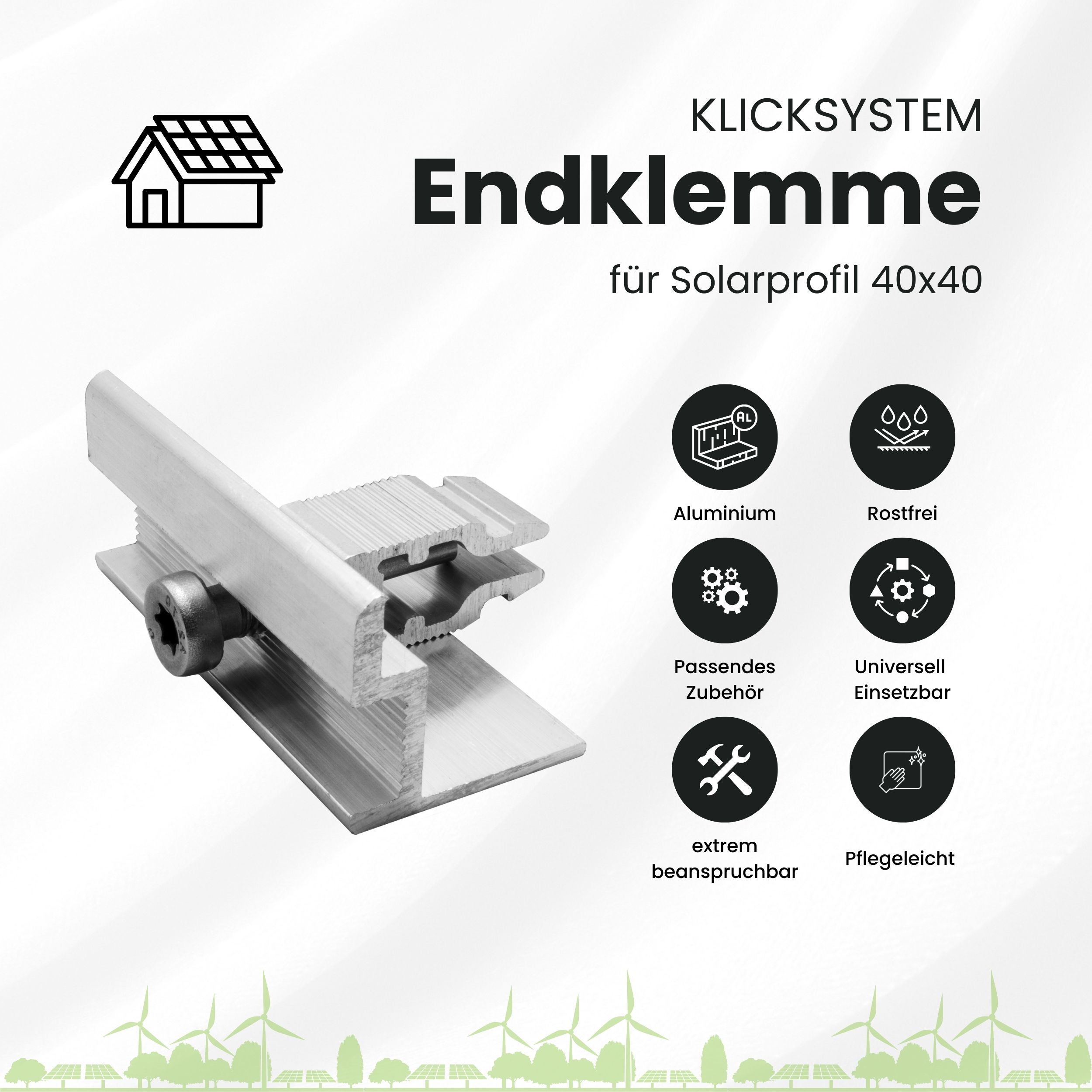 Solarprofile - 1x Endklemme silber - ohne MwSt. - TKSK-30 - PV-Profile - für Kreuzklemme - Zubehör